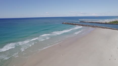 Scenic-View-Of-Duranbah-Beach-Near-Tweed-River-In-NSW,-Australia---aerial-drone-shot