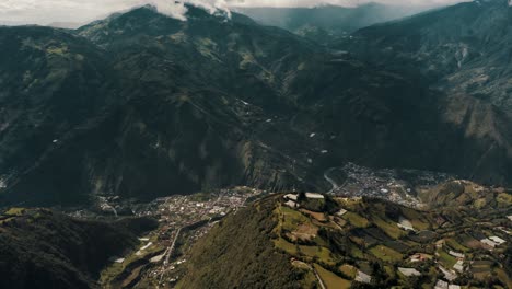 Andean-Highlands-And-Baños-de-Agua-Santa-Cityscape-At-Tungurahua-Province-In-Ecuador,-South-America