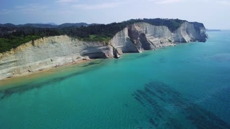 Greece,-Corfu-Island,-drone-footage-of-a-beautiful-cliff