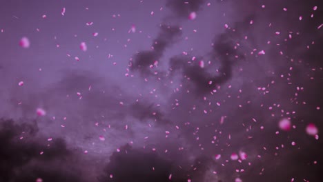 Sehr-Schöne-Animation-Von-&quot;Sakura&quot;-Kirschblütenblättern,-Die-Vor-Einem-Bewölkten-Hintergrund-Im-Wind-Geblasen-Werden