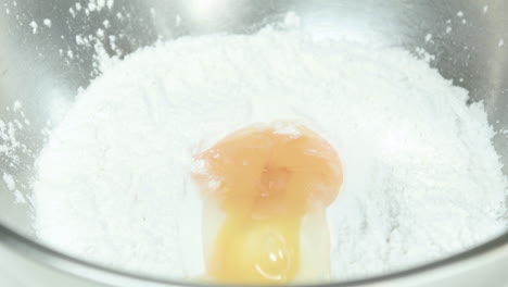 Close-up-of-Egg-being-Added-on-Flour