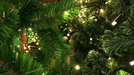 Close-up-footage-of-a-christmas-trees-lights-with-movement