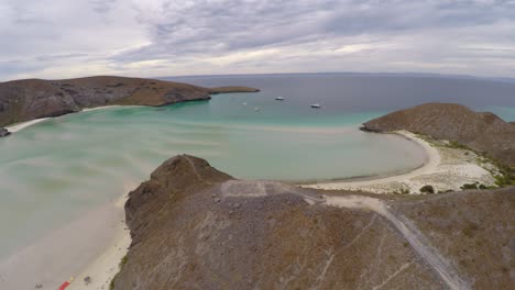Vollständiger-Panoramablick-Aus-Der-Luft-Auf-Balandra-Beach,-Baja-California-Sur