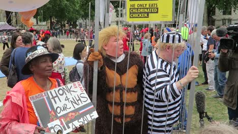 A-Boris-Johnson-character-Along-With-Donald-Trump-character-is-behind-bars-during-President-Donald-Trump's-State-Visit-to-the-UK