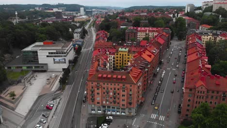 Aerial-view-recorded-from-Korsvagen-in-Gothenburg,-Sweden