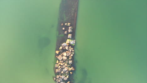 A-submerged-barge-next-to-the-seashore