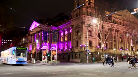 Melbourne-city-townhall-nighttime-timelapse