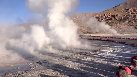 El-Tatio-geysers-eruption-in-the-Atacama-desert-in-Chile,-South-America