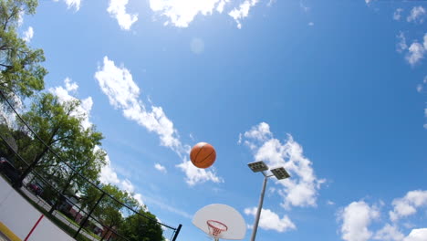 Basketball-throw-and-bounce-off-the-rim-unique-follow-camera-angle