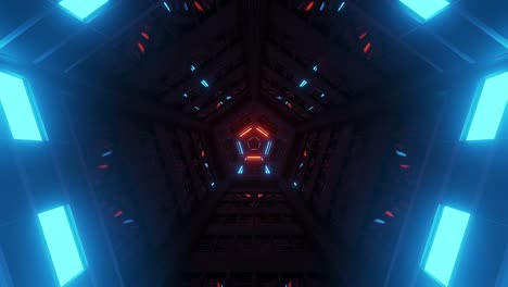 Futuristisches-Alien-Raumschiff-Reflektierendes-Metallkorridor-Tunneltor-Leer-Leuchtender-Hintergrund-Moderne-3D-Darstellung