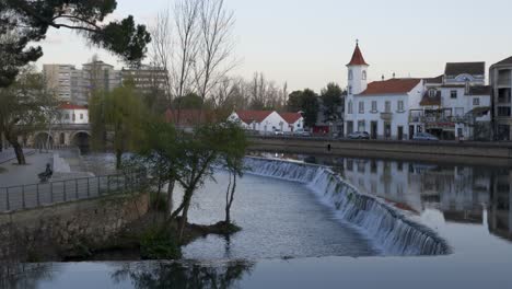 Tomar-city-view-with-Nabao-river,-in-Portugal