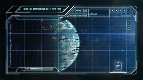 Raumschiffflotte-In-Der-Erdumlaufbahn---Futuristischer-Computer-Hud
