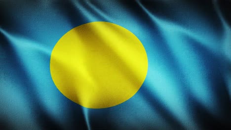 Flagge-Von-Palau-Weht-Im-Hintergrund