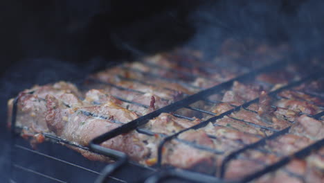 Grilling-Chicken-Meat-outdoors.-Static-Slow-motion-Closeup