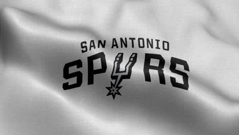 3D-Darstellung-Einer-Schwenkenden-Schwarzen-Flagge-Mit-Den-Nba-Basketballteams-San-Antonio-Spurs