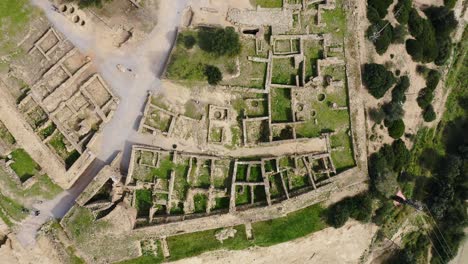Bird's-eye-view-of-the-ancient-and-culturally-significant-archeological-museum-in-Ullastret,-Catalonia