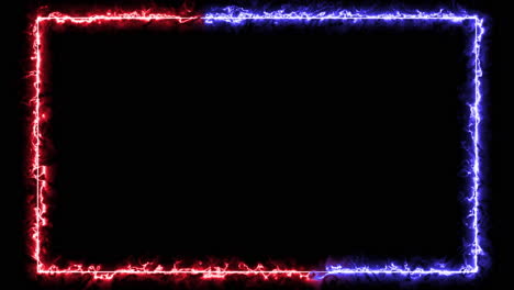 Leuchtende-Elektrische-Neonblaue-Und-Rote-Linien,-Die-Sich-Um-Eine-Rechteckige-Hd-form-Bewegen