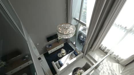 High-Ceiling-Duplex-Apartment-Decoration-From-Top-View-Showing-The-Living-Area