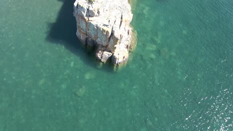 Birds-eye-vie-of-a-crystal-clear-blue--green-water-at-lake-superior-on-a-sunny-morning