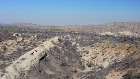 Landscape-ravaged-by-Southern-California's-Bobcat-wildfire---aerial-view