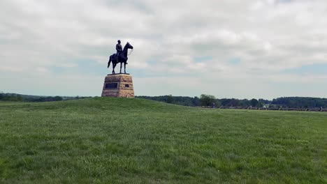 General-Meade-Zu-Pferd,-Führer-Der-Unionsarmee-Während-Des-Bürgerkriegs-An-Der-Statue-Des-Nationalen-Militärparks-Von-Gettysburg