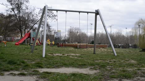 Empty-blaocked-children-playground-in-residential-area-during-quarantine-for-covid-in-europe