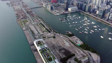 Hong-Kong-Kowloon-Bay-Area-Mit-Wolkenkratzern-Der-Stadt,-Luftbild