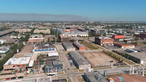 Aerial-view-of-the-BBVA-stadium-in-Houston,-Texas