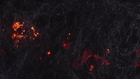 Orange-embers-moving-in-steel-wool-fibers--slow-motion