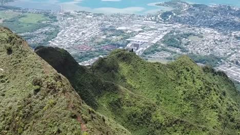 Drone-aerial-mountain-pan-up-Hawaii-green-forest