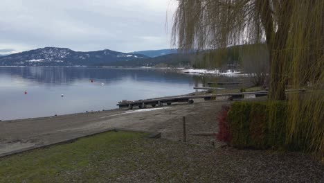 Undisturbed-nature-with-no-toerist-at-Shuswap-Lake-due-to-Covid-19-on-a-cloudy-day