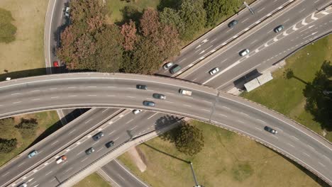 Aerial-close-up-of-a-highway-intersection-with-traffic-at-day-time-in-Buenos-Aires