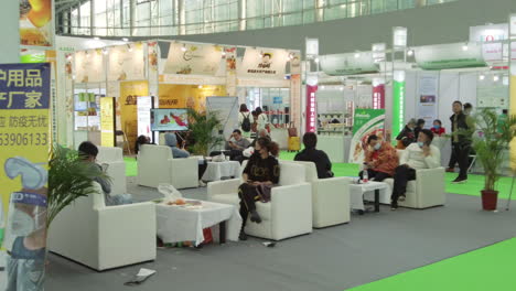 View-of-exhibition-visitors-attending-the-booths-at-Health-products-exhibition-in-Guangzhou,-China-during-COVID-19-Pandemic