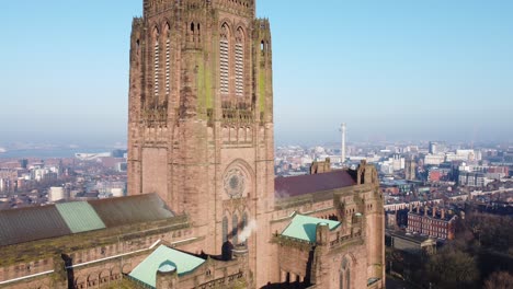 Liverpool-Anglican-cathedral-historical-gothic-landmark-aerial-building-city-skyline-zoom-out
