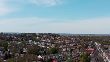 Rising-drone-shot-of-residential-area-in-highgate-near-archway-road-A1-north-London