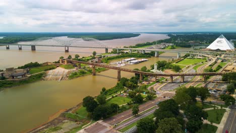Memphis-Tennessee-Riverfront-An-Einem-Bewölkten-Nachmittag-An-Einem-Sommertag