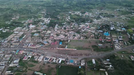 Wide-aerial-drone-footage-of-Kimana,-Kenya