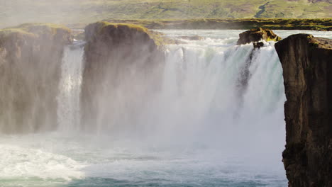 Cinematic-slow-dolly-out-clip-of-the-stunning-Godafoss-Waterfalls-in-Northern-Iceland