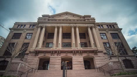 Time-lapse-of-the-old-Harris-County-Court-House-in-downtown-Houston,-Texas