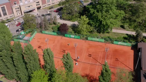 Top-View-Of-Tennis-Courts-At-Danube-Park-In-Novi-Sad,-Serbia