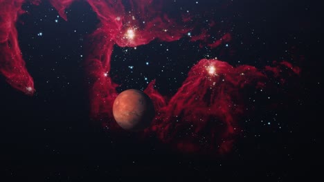 Planeta-Marte-Y-Nubes-Nebulosas-Rojas-En-El-Universo