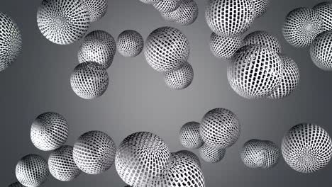 Animation-loop-of-glowing-perforated-steel-orbs-rotating-around-the-center