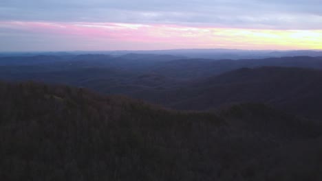 Appalachian-Mountain-Sunset-Aerial-Push-in-in-4k