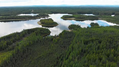 4K-Drone-Video-of-Chena-Lake-Recreation-Areas-and-Campground-in-North-Star-Borough,-Fairbanks,-Alaska