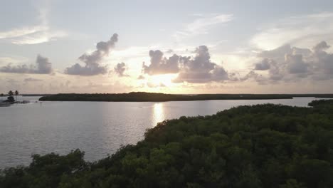 Golden-dusk-sun-beam-on-marshy-Florida-west-coast-near-Matlacha