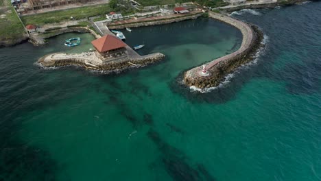Aerial-shot-as-the-waters-collide-from-the-breakwater