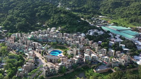 Sheung-Shui-Town-With-Housing-Complex-In-New-Territories,-Hong-Kong