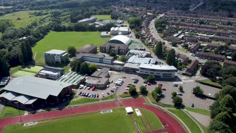 4K-drone-footage-showing-Canterbury-High-School-in-Canterbury,-Kent,-UK