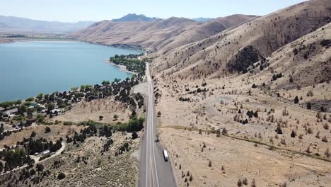 Lake-Topaz-in-Nevada-4K-Aerial-shot-pan-up