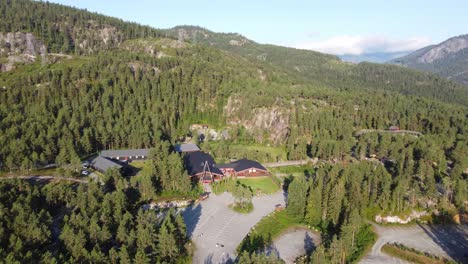 Zoo-and-bear-park-Bjorneparken-in-Norway---Aerial-overview-showing-entrance-and-property-after-closing-hours